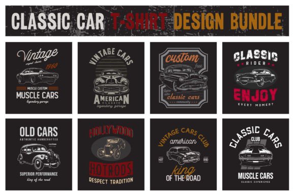 Download Old Classic Cars T-shirt Designs Bundle - Old Collection