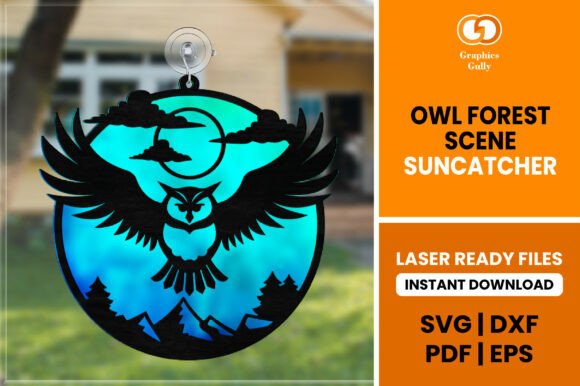 Download Owl Forest Scene Suncatcher SVG - Cat Collection