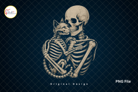 Download Gothic Cat Lover Spooky Skeleton PNG - Cat Collection