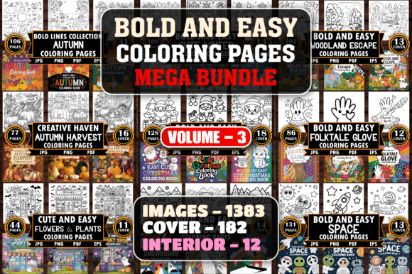 Download 1383 Bold and Easy Coloring Pages Bundle - Old Collection