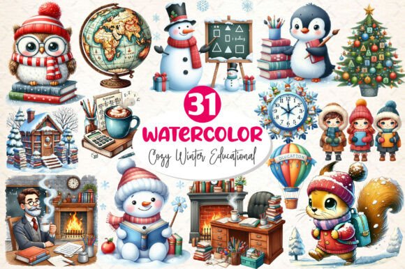 Download Cozy Winter Educational Clipart - Cat Collection