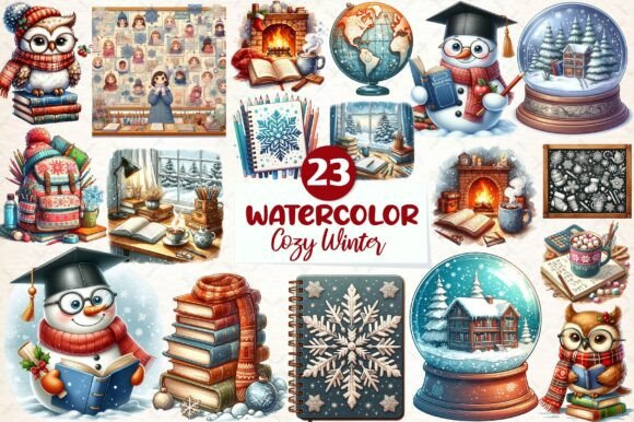 Download Cozy Winter Educational Clipart - Cat Collection