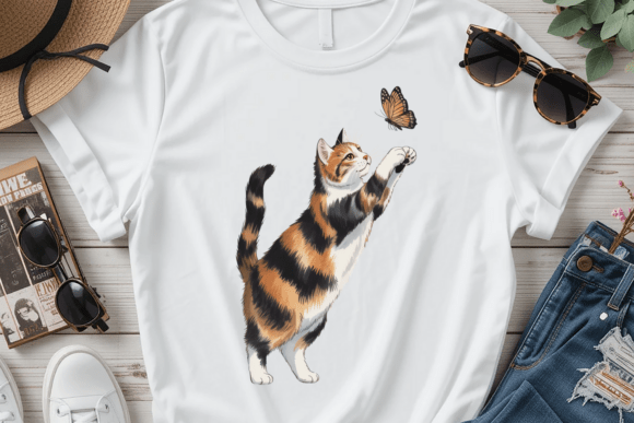 Download Cat Chasing Butterfly PNG, Cute Playful - Cat Collection