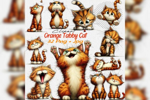 Download Whimsical Orange Tabby Cat Birthday Png - Cat Collection