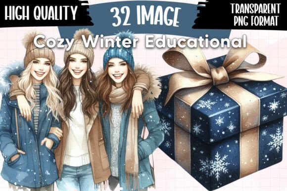 Download Cozy Winter Educational Clipart Bundle - Cat Collection