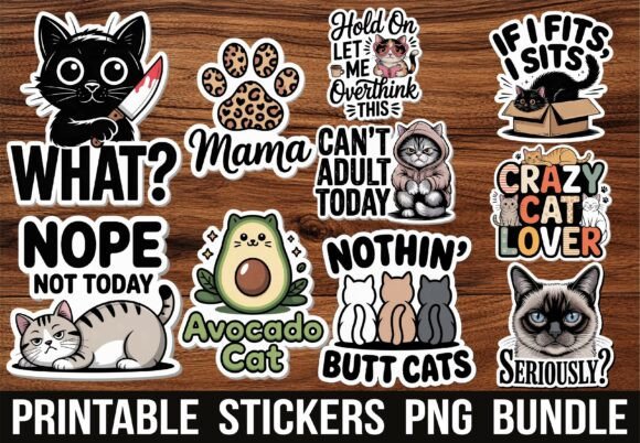 Download Funny Sassy Black Cat Kawaii Stickers - Cat Collection