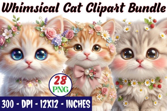 Download Whimsical Cat Clipart Bundle - Cat Collection